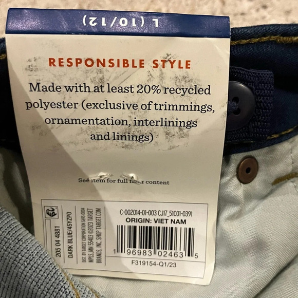 🐱 2 / $15 NWT Cat & Jack Girls Ultimate Stretch Dark Blue Denim Mid Rise Shorts - Picture 3 of 4